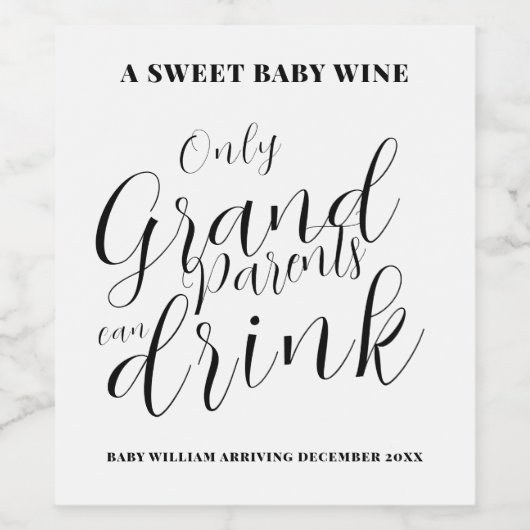 Schwangerschaft Ankündigung Großeltern zu sein Weinetikett (Einzelnes Label)