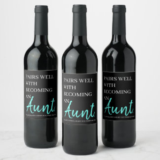 Schwangerschaft Ankündigung Tante Weinkarte Weinetikett