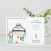 Schwangerschaft Ankündigung Watercolor Baby Boy (Stehend Vorderseite)