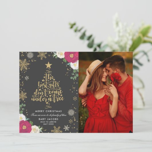 Schwangerschaft Ankündigung Weihnachts Foto-Karte (Stehend Vorderseite)
