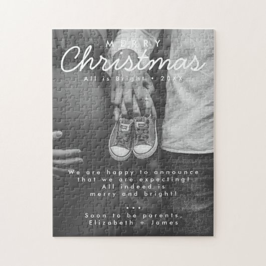 Schwangerschaft Ankündigung Weihnachts-Foto Puzzle (Vertikal)