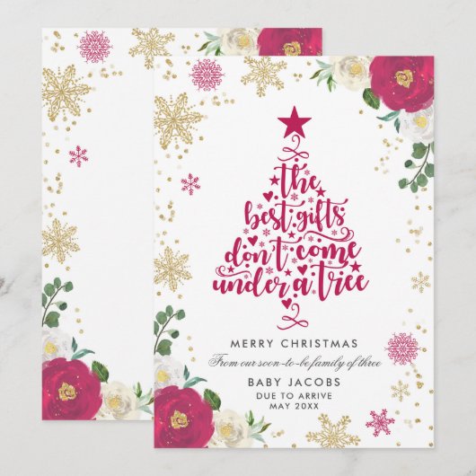 Schwangerschaft Ankündigung Weihnachtskarte Blumen (Vorne/Hinten)