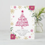 Schwangerschaft Ankündigung Weihnachtskarte Blumen (Stehend Vorderseite)