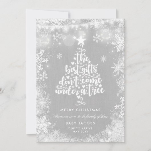 Schwangerschaft Ankündigung Weihnachtskarte Rustik (Vorderseite)