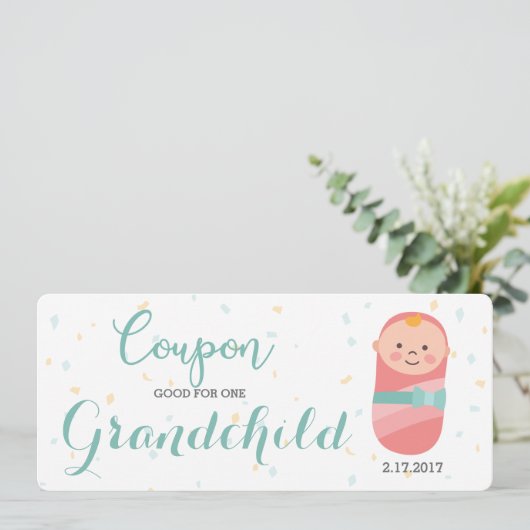 Schwangerschaft Announcement Coral Aquamarin Baby Ankündigung (Stehend Vorderseite)