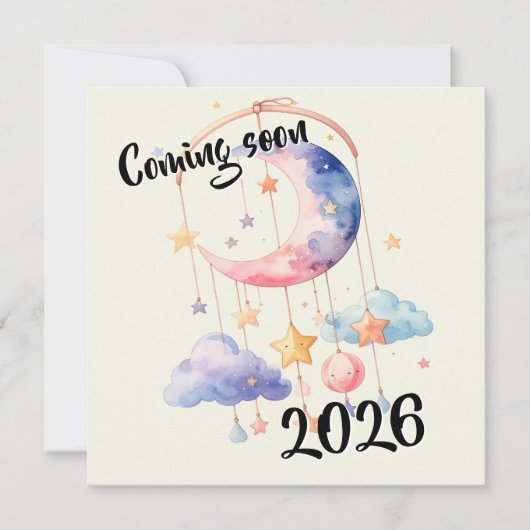 Schwangerschaft baby 2026 Wolken mobile Ankündigung (Vorderseite)