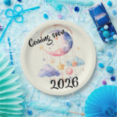 Schwangerschaft baby 2026 Wolken mobile  Pappteller (Party)