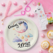 Schwangerschaft baby 2026 Wolken mobile  Pappteller (Party)