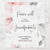 Schwangerschaft Baby Ankündigung Großeltern zu gew Weinetikett (Einzelnes Label)