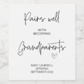 Schwangerschaft Baby Ankündigung Großeltern zu sei Weinetikett (Einzelnes Label)