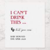 Schwangerschaft Baby Ankündigung ich kann das nich Weinetikett (Einzelnes Label)