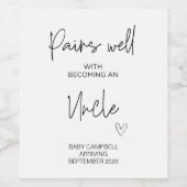 Schwangerschaft Baby Ankündigung Onkel als Mama zu Weinetikett (Einzelnes Label)