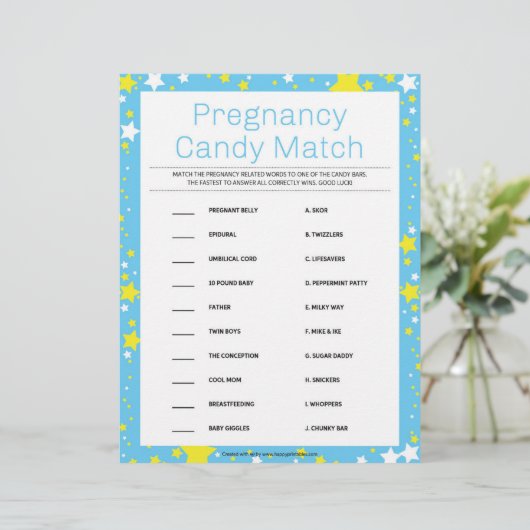 Schwangerschaft Candy Match [Starry Night Blue] Briefbogen (Stehend Vorderseite)
