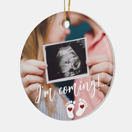 Schwangerschaft Frohe Weihnachtsgeburt Ultraschall Keramik Ornament (Links)