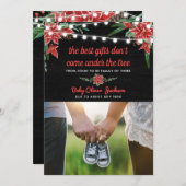 Schwangerschaft Holiday Chalkboard Poinsettia | Fo Einladung (Vorne/Hinten)