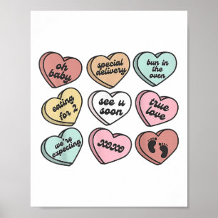 Schwangerschaft Junge Mutter Candy Heart Niedlich Poster