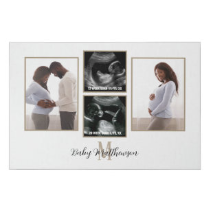 Schwangerschaft Kollage 4 Fotos Monogramm Künstlicher Leinwanddruck