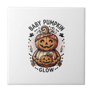 Schwangerschaft Kürbis-Shirt Vintage Halloween Bau Fliese