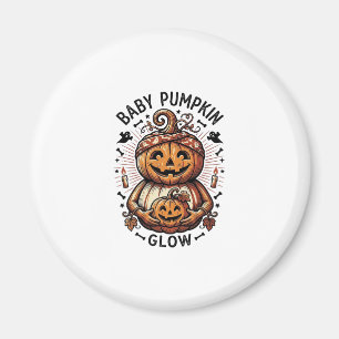 Schwangerschaft Kürbis-Shirt Vintage Halloween Bau Magnet