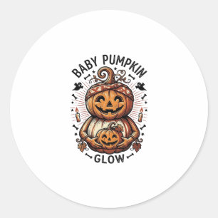 Schwangerschaft Kürbis-Shirt Vintage Halloween Bau Runder Aufkleber