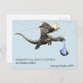 Schwangerschaft New Baby Ankunft Dragon Storch Postkarte (Vorne/Hinten)