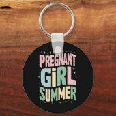 Schwangerschaft Reveal Schwangere Mädchen Sommer B Schlüsselanhänger (Vorderseite)
