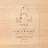 Schwangerschaft Silhouette Minimalistisch Babydusc Acryleinladungen (Vorderseite)