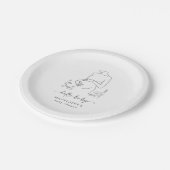 Schwangerschaft Silhouette Minimalistisch Babydusc Pappteller (Schrägansicht)