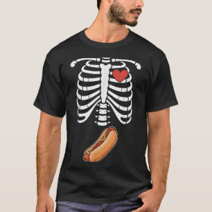 Schwangerschaft Skelett Hotdog Bauchstoß Rippenkäf T-Shirt