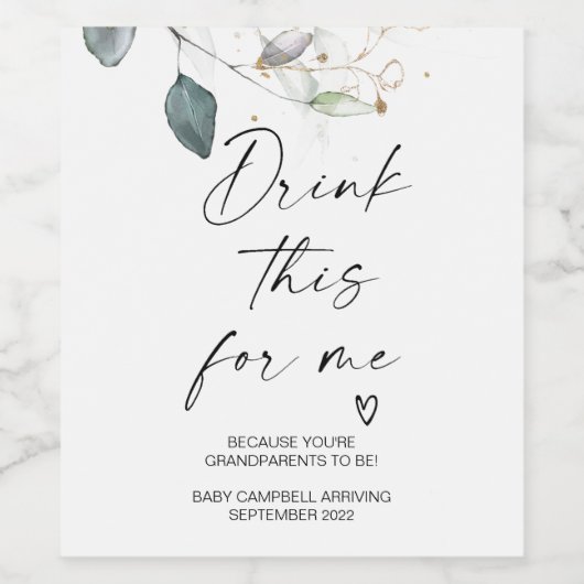 Schwangerschaft trinken dies für mich Baby Ankündi Weinetikett (Einzelnes Label)