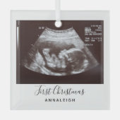 Schwangerschaft Ultrasound Foto Erster Weihnachtsf Ornament Aus Glas (Vorderseite)