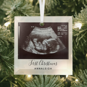Schwangerschaft Ultrasound Foto Erster Weihnachtsf Ornament Aus Glas