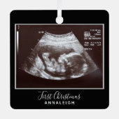Schwangerschaft Ultrasound Foto Erster Weihnachtsf Ornament Aus Metall (Vorderseite)
