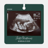 Schwangerschaft Ultrasound Foto Erster Weihnachtsf Ornament Aus Metall (Rückseite)
