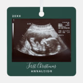 Schwangerschaft Ultrasound Foto Erster Weihnachtsf Ornament Aus Metall (Vorderseite)