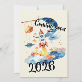 Schwangerschaft verkünden 2026 Rakete Weltraum Einladung