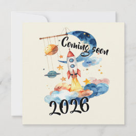 Schwangerschaft verkünden 2026 Rakete Weltraum  Feiertagskarte