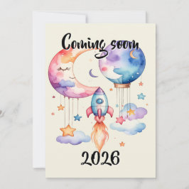 Schwangerschaft verkünden Aquarell Heißluftballon Ankündigung