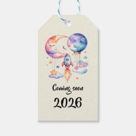 Schwangerschaft verkünden Aquarell Heißluftballon  Geschenkanhänger