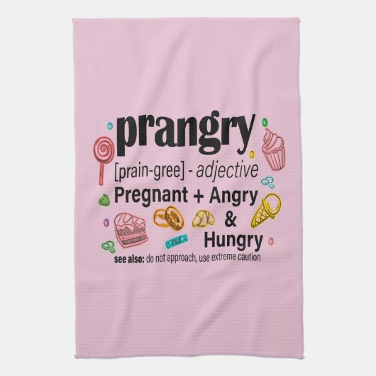 Schwangerschaft + Wut und Hunger = Prangry Geschirrtuch (Vertikal)