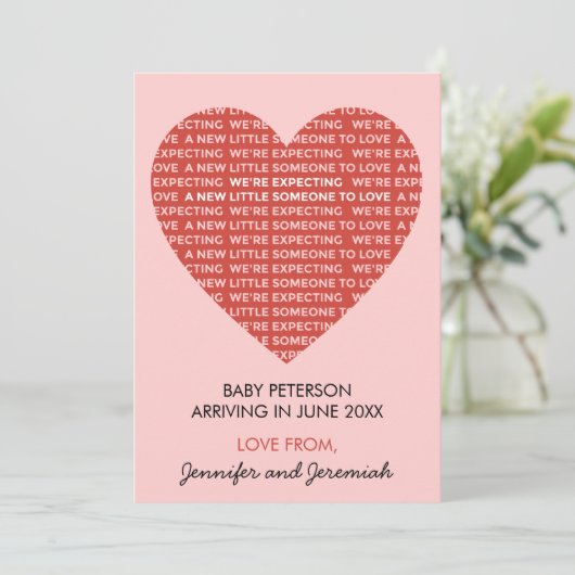 Schwangerschaftsankündigung am Valentinstag niedli Ankündigung (Stehend Vorderseite)