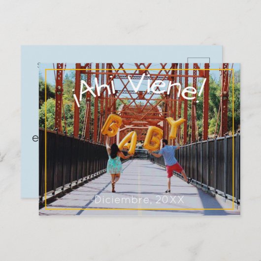 Schwangerschaftsankündigung auf Spanisch Ankündigungspostkarte (Vorne/Hinten)