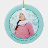 Schwangerschaftsankündigung Baby Anpassbares Foto Keramik Ornament (Hinten)