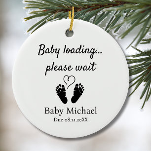 Schwangerschaftsankündigung Baby lädt Bitte warten Keramik Ornament