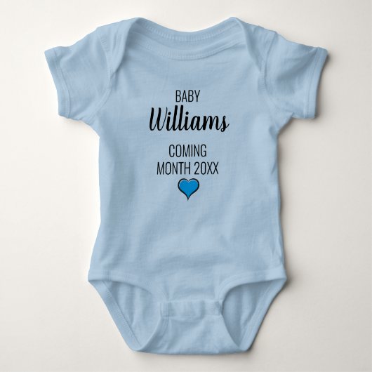 Schwangerschaftsankündigung, bald mit dem Datum de Baby Strampler (Vorderseite)