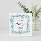 Schwangerschaftsankündigung - Boy Blue Flowers Dankeskarte (Stehend Vorderseite)