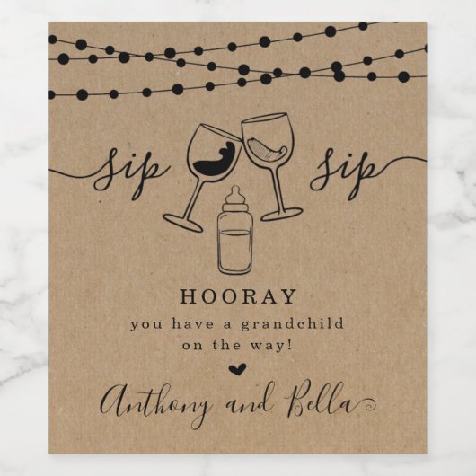 Schwangerschaftsankündigung für die Großeltern Weinetikett (Einzelnes Label)
