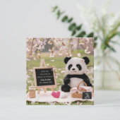 Schwangerschaftsankündigung für Panda und Blüte Feiertagskarte (Stehend Vorderseite)