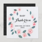 Schwangerschaftsankündigung - Grüner Kranz Dankeskarte (Vorne/Hinten)