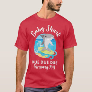 Schwangerschaftsankündigung Hai  Baby fällig Febru T-Shirt